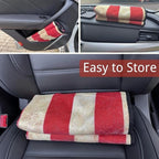 Waterproof Back Seat Cover for Dogs and Kids, Car Seat Protector Under Baby Car Seat, Child and Dog Car Seat Cover Blanket for Rear Bench(American Flag Red, Rear Bench Seat Towel)