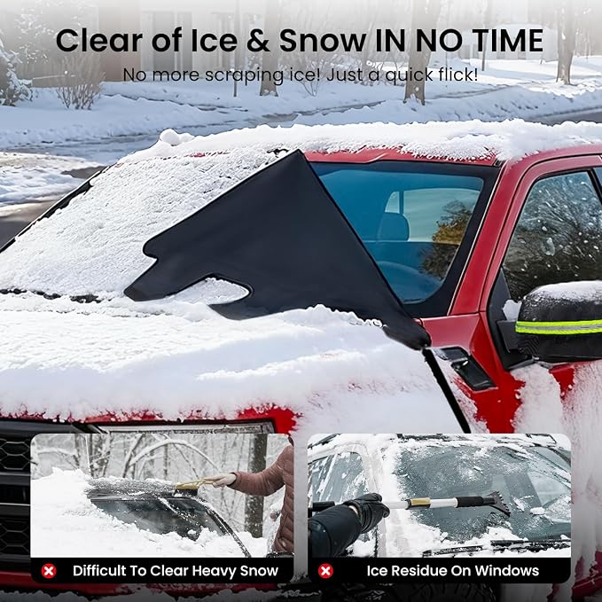 Upgraded Car Windshield Cover for Ice & Snow [All-Weather Protection] Magnetic Fit Weatherproof Frost Cover, Winter Accessories, Fit for MPV, Van, Full-Size Trucks