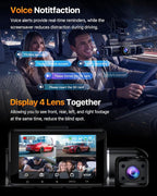 S03 4K Dash Cam Front Rear Inside Left Right with GPS, Free 128GB SD Card, 5.8GHz WiFi 6 (Up to 20MB/s Download), 4 Channel 360° Dash Camera for Cars, G-Sensor 8 IR Light, Parking Mode, Black