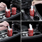 Car Tissue Holder, 4 Pack Car Cup Holder Facial Tissues with Travel Tissue Bag, Quick and Convenient Flower Combination Car Tissue Box(4 Canisters/200 Tissues) Red