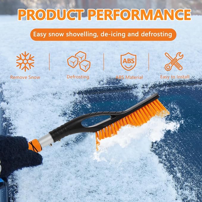 Snow Brush & Ice Scraper, 2 in 1 Car Ice Scrapers for Windshield Window, Detachable Ice Snow Removal Tool with Ergonomic Foam Grip for Car Truck SUV, Winter Car Accessories
