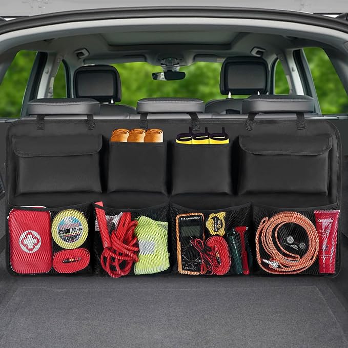 Snuopfy, Backseat Hanging Organizer with 8 Large Storage Bag Super Capacity -Trunk Organizer for SUV,Truck,Van -Your Space Saving Expert - Black