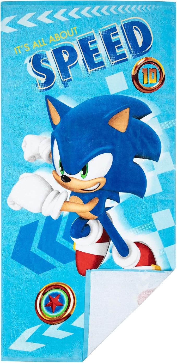 Sonic The Hedgehog Recycled Polyester Beach Towel, 58 in x 28 in, Ready to Run Pattern