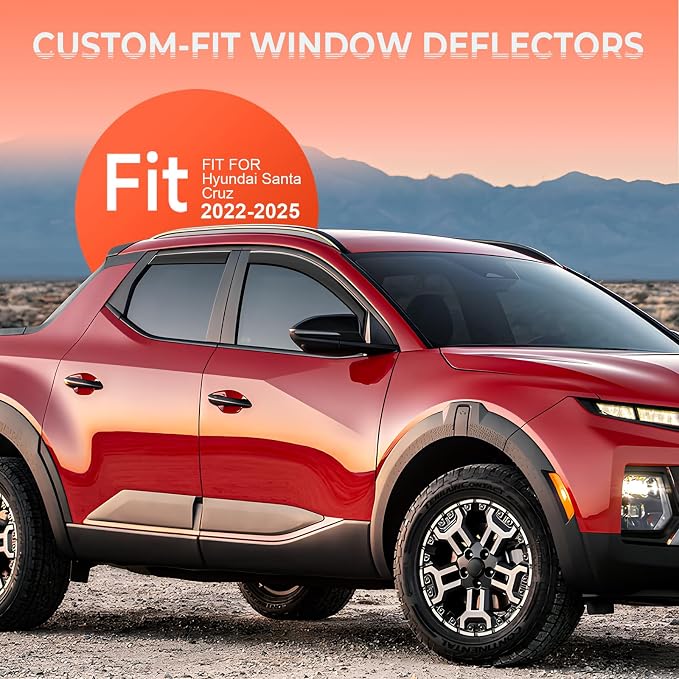 in-Channel Rain Guards Compatible with Hyundai Santa Cruz 2022 2023 2024 2025 2026, Durable Side Window Deflectors Sun Wind Deflector 2022-2026 Santa Cruz Rain Guard Black 4PCS