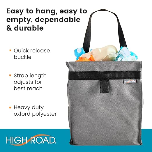 TrashStash Hanging Car Garbage Bag with Push-Close Lid and Waterproof Bin for Cars, SUVs and Trucks - Holds 3 Gallons of Car Trash