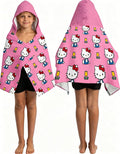 Kitty Printed Soft Cotton Terry Hooded Towel Wrap, Portable Hooded Towel for Bath Pool Beach Daily Use, 28 in x 55 in