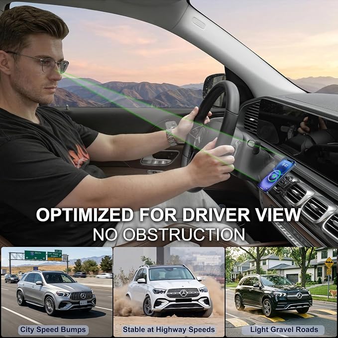 15W Magsafe Car Mount Charger for Mercedes-Benz 2020-2026 GLE GLS, Magnetic Wireless Car Charger, 360° Rotation Car Phone Holder, No-Damage Installation, Exclusive Custom Fit for GLE GLS Accessories