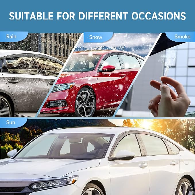 Smoke Rain Guards Fit for Honda Accord 2018 2019 2020 2021 2022 Tape-On Side Shatterproof Window Visor, Window Deflectors, 6-Piece Set