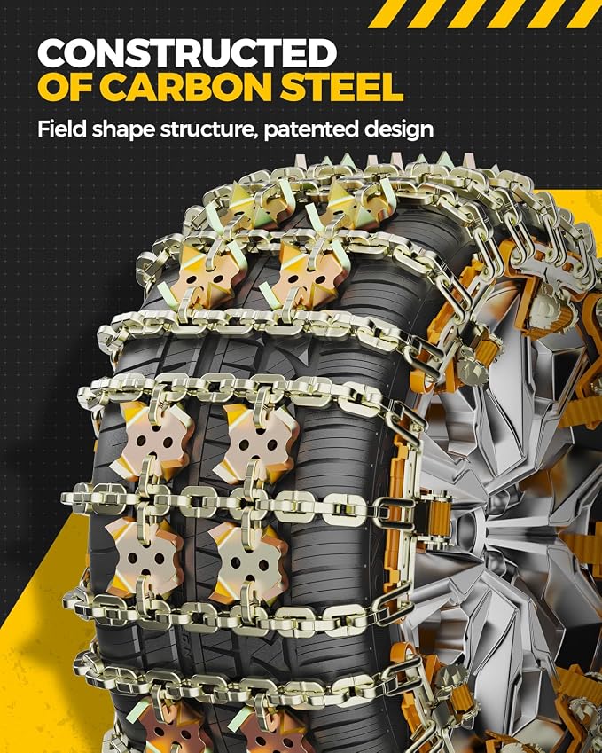 Tire Chains for Car/SUV/Pickup Truks, Adjustable Universal Emergency Snow Chains for Tire, 8.7-11.1 inch, 8 Pcs