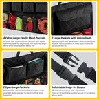 Car Trunk Hanging Organizer 3D Textured (Extra-Long), Cotton-Padded Farewell to Collapse, Reinforced Stitching, Extra-Wide Pocket, Backseat Grocery Storage Bag with 8 Pockets for SUV,Truck,Van
