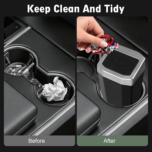 Car Trash Can with Lid - 2 Packs Mini Car Garbage Can Bin for Cup Holder - Silve Small Leakproof Vehicle Trash Bin for Back Seat, Cute Automotive Accessories Organizers and Storage for Door SUV Truck