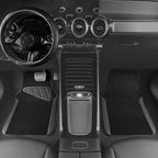 Microfiber Leather Steering Wheel Cover and Waterproof Car Floor Mats,Universal Car Combo Fit for 95% Sedan,SUV,Cars,14.5-15inch Anti-Slip Safety Comfortable Faux Leather Design(Solid Black)