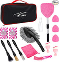 Car Interior & Glass Cleaning Kit, 16Pcs Car Detailing Kit - Car Duster Brushes & Detailing Supplies, Interior Car Cleaner with Windshield Cleaner Tool, Vent Brush & Microfiber Towel, Storage Bag