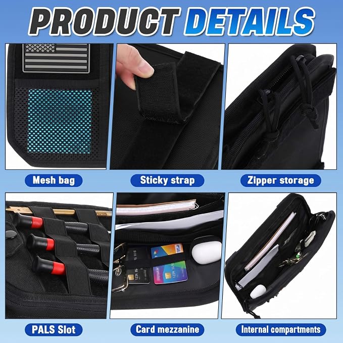 2 Pack Car Visor Organizer Sun Visor Organizer Tactical with Zipper Storage Pouch and Sunglasses Holder Clip for Truck Police Vehicle Equipment