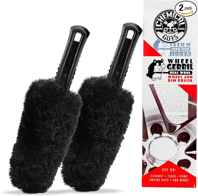 Gerbil Wheel and Rim Brush, Safe for Exhaust, Tires, Rims, Engine Bays, & More, 2 Pack