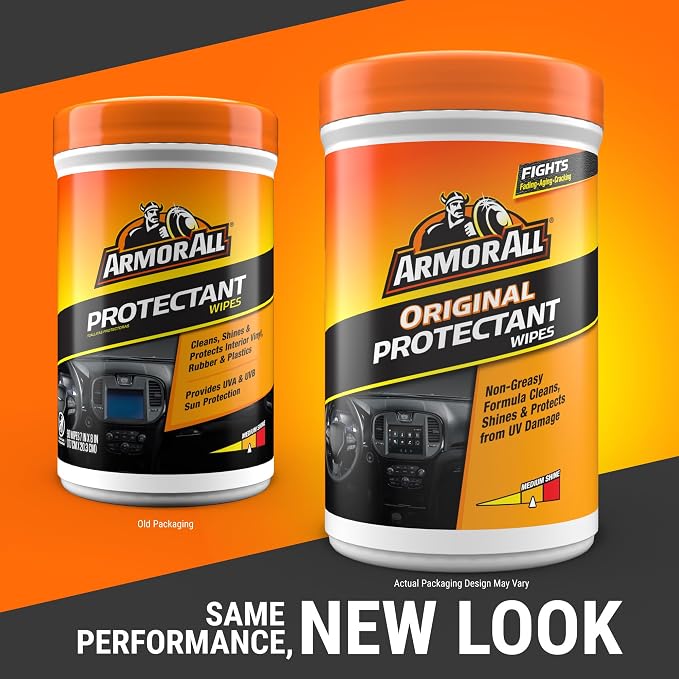 Car Interior Original Protectant Wipes, 90 Count, UV Protectant | Car cleaner wipes for vinyl, rubber, plastic, trim, and dashboards with a non-greasy, streak-free medium shine