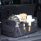 Car Trunk Organizer for SUV, Car Storage Organizer Collapsible Multi Compartment Container Box, Adjustable Car Accessories for Women/Men, Large Black