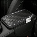 Stacool Upgraded Car Center Console Cover with Rhinestones,Microfiber Leather Car Armrest Cover Cushion with 2 Storage Bags,Universal Cars Armrest Storage Box as Cars Interior Accessories