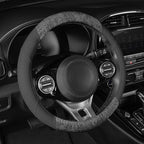 BurlwoodLux Wood Grain and PU Leather Gray Steering Wheel Cover - Sport Grip for Car Auto SUV Trucks