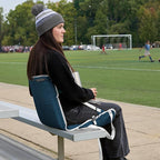 Heated Stadium Seat, Foldable, Lightweight with Carrying Strap, Foam Cushion for Comfort, Adjustable, Back Support, Multi-Functional Use As Stadium Seat or Seat Pad, Navy/White