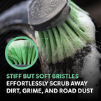 Wheelie All Exterior Surface and Wheel Brush, Wheel Cleaner Brush with Soft Bristles, Safe Cleaning of Rims, Tires, and Exterior Surfaces on Cars, Trucks, Motorcycles, RVs, & More, Green