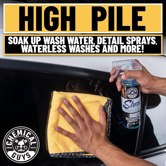 Professional Grade Premium Microfiber Towels for Cars, Gold, 16" x 16", Ultra-Soft and Scratch-Free Car Detailing Cloths for Trucks, Motorcycles, and More - 3 Pack