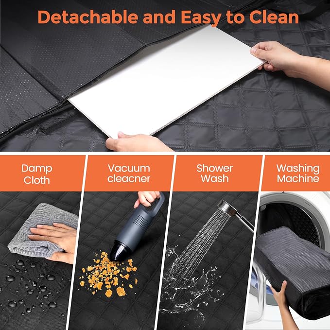 Dog Seat Cover for Back Seat,Backseat Extender Hard Bottom Car Seat Cover for Dogs Holds 500 lbs,Waterproof Rear Seat Pet Cover for Dogs,Dog Hammock Travel Accessories for Car,SUV,Truck