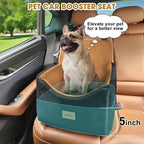 Dog Car Seats for Small Medium Dogs Under 35lbs, Dog Booster Seat with Detachable Washable Cover and Cushion, Memory Foam Pet Car Seat with Safety Belt and Storage Pockets (Brown)