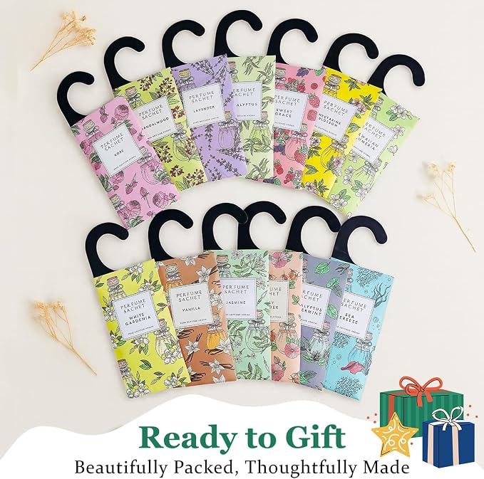 Large 12 Packs Closet Deodorizer Freshener Closet Air Freshener Home Scented Sachets Room Freshener Scents Air Freshener Closet Odor Eliminator 4 Scents Floral