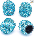4PCS Bling Crystal Diamond Tire Stem Valve Caps, Dustproof Car Wheel Tire Valve Caps Universal Tire Valve Stem Covers for Cars, SUV, Trucks, Bikes, Motorcycles, Bicycles (Light Blue)
