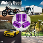 4PCS Tire Valve Stem Caps, with Rubber O-Ring, Corrosion Resistant Leak-Proof, Aluminum Alloy Universal Wheel Valve Covers for Cars, SUV, Trucks, Bikes, Motorcycles, Bicycles(Purple)