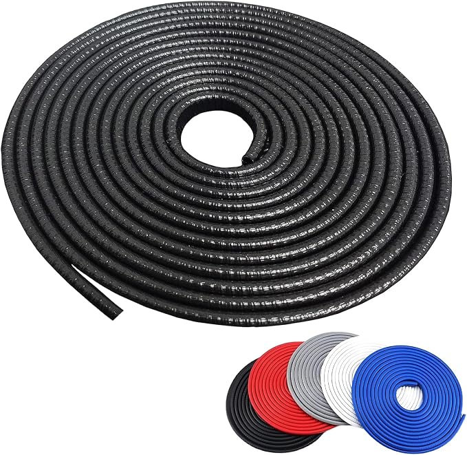 Car Door Edge Guards, 16Ft Rubber Seal Car Door Edge Trim, U Shape Door Edge Protector Guard, Aluminum Weather Proofing Automotive Door Edge Molding, Protection for Most Cars (Black)