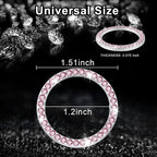 2 PCS Crystal Rhinestone Car Engine Start Stop Decoration, Ring Bling Car Interior Accessories for Women, Push to Start Button Cover Sticker, Automotive Decals, Pink