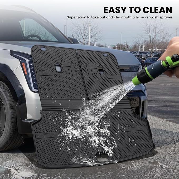 Backrest & Cargo Mats for Kia EV9 2024-2026, All Weather TPE Easy Clean Durable No-Curling Custom Fit for Kia EV9 2026 2025 2024 Trunk Liners & Seatback, Black