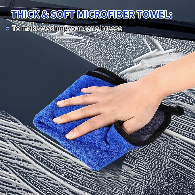 62'' Car Wash Brush Kit with Long Handle, Microfiber Car Wash Mop Mitt, Car Cleaning Detailing Kit, Exterior Interior Car Cleaning Supplies for Cars RV Truck Boat