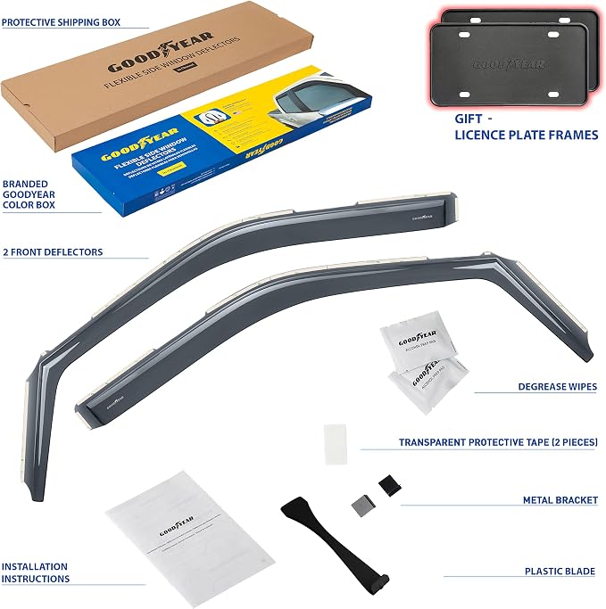 Goodyear Shatterproof in-Channel Window Deflectors for Ford F150 2015-2020 Regular Cab, Rain Guards, Window Visors, Vent Deflector, Vent Visor, Truck Accessories, 2 pcs - GY008127