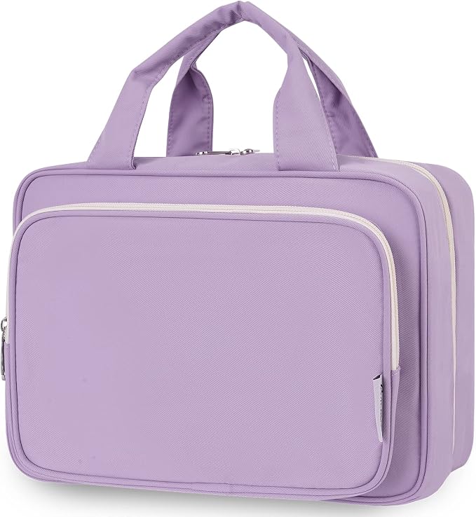 Travel Toiletry Bag for Women Large Hanging Makeup Bag Organizer Toiletries Bag for Full Size Essentials Accessories Cosmetics (Purple (Large))