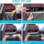 Disposable Car Trash Bag - Large Capacity - Car Garbage Bag Hanging from Headrest - Easy to Stick-On, Leakproof, Smellproof Car Trash Can - Ideal for Travel, Camping, and Home Use (All Black, 50)