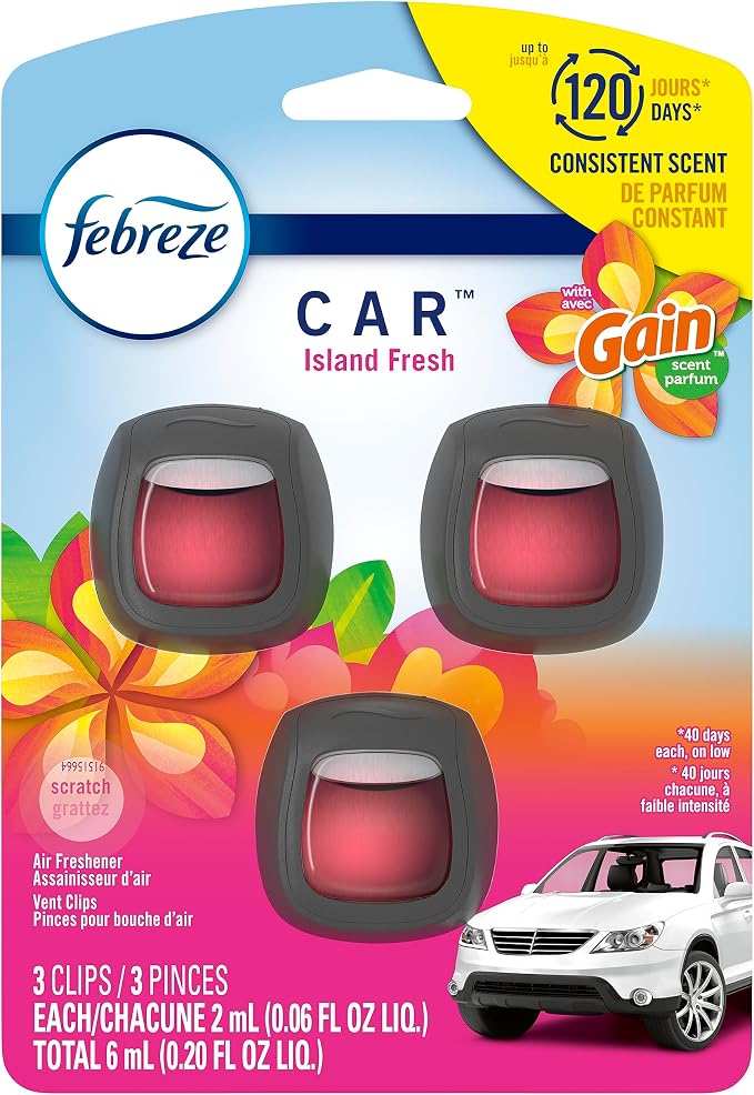 Car Vent Clip Air Freshener, Gain Island Fresh, 3 Count