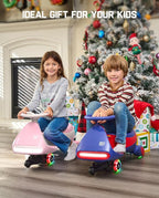 N7 Pro Electric Wiggle Car, Rechargeable Battery, CyberWiggle, 2 in 1 Swing Car, 2 Speeds Max 4 Mph, Anti-Rollover, Flashing Wheels, Bluetooth, Ages 3+, 150 Lbs,Pinkish White