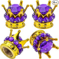 4PCS Crown Bling Tire Stem Valve Caps, Crystal Diamond Car Wheel Tire Valve Caps Universal Copper Core Stem Covers for Cars, SUV, Trucks, Bikes, Motorcycles, Bicycles (Gold & Purple)