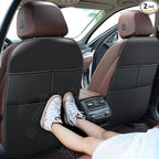 Car Kick Mats Back Seat Protector for Toyota RAV4 SUV 1 Pair Black | Faux leather kick mats protect Toyota RAV4 RAV-4 SUV back seats from kids' shoes Dirt, and scuffs Waterproof and stain