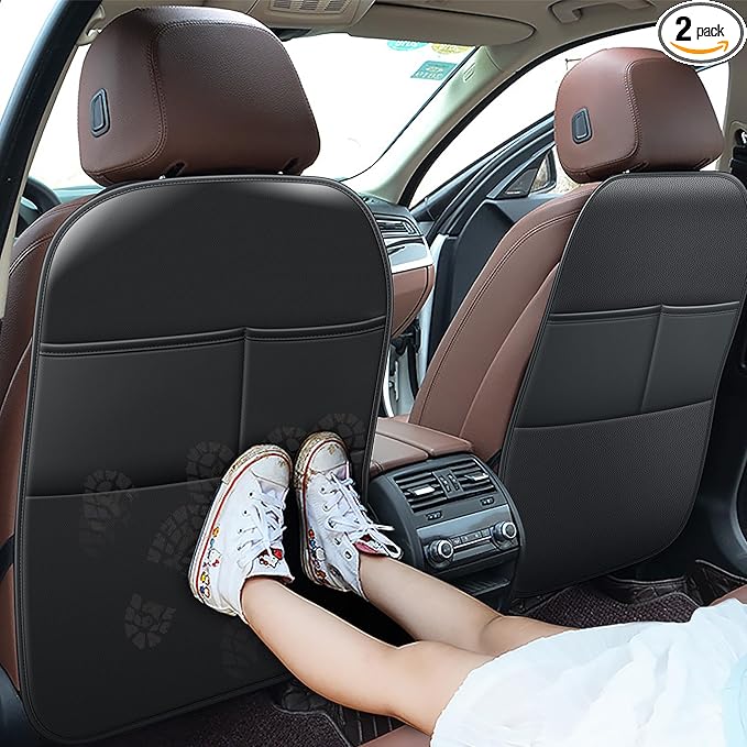 Car Kick Mats Back Seat Protector for Ford F150 Etc Truck Car 1 Pair Black | Faux leather kick mats protect Ford F150 Etc Truck Car back seats from kids' shoes Dirt, and scuffs Waterproof and stain