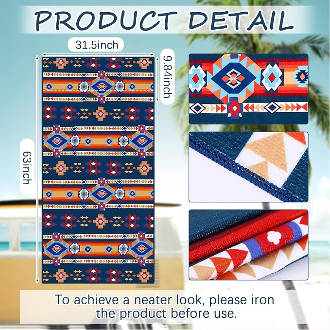 2 Pack Car Seat Towel Covers Athletic Running Towel Performance Microfiber Post Workout Sweat Washable Cover Non Slip for Seat Outdoor Sport (Aztec)