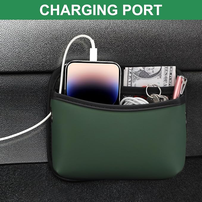 Universal Car Pocket Organizer - PU Leather Pouch for Seat, Door, Window, Console - Holder for Cards, Trash, Cell Phone, Sunglasses