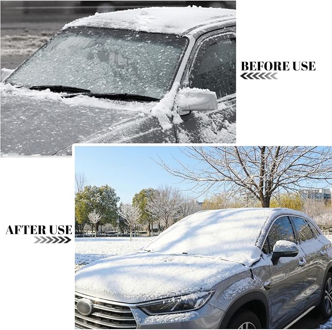All-Season Car Front Windshield Cover Shade - 66.9"×17.7" Windshield Snow Cover, Snow & Leaf-Proof Windshield Protector, Universal Fit for Dust(Universal Car Leaf Protector)