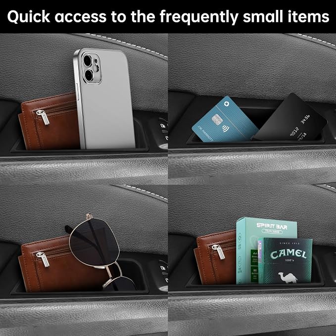 4PCS Door Side Storage Box for Ford Fusion 2013 2014 2015 2016 2017 2018 2019 2020 Front and Rear Accessories Phone Holder Door Grab Handle Pocket Storage Organizer ABS Plastic, Red Mat