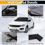 Windshield Cover, 600D Oxford Automotive Windshield Snow Cover for Ice, Snow, Frost & Sunlight, Vehicle Window Protector Windscreen Shield with Mirror Cover for Sedan & Medium SUVs