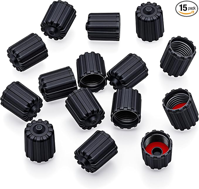 15PCS TPMS Tire Valve Stem Caps, Plastic Wheel Tire Valve Stem, with O-Ring Rubber Seal, Universal Tire Valve Stem Covers for Cars, SUV, Trucks, Bikes, Motorcycles, Bicycles(Black)