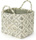 Floral Fabric Storage Basket Car Interior Storage Basket Underwear Sundries Laundry Baskets Supplies Home Organizer Bag (Green)